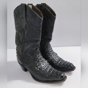 Max Men's Handcrafted Western Crocodile Leather Boots. Size 9.5 C. Pre-owned.